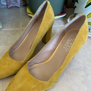 Franco Sarto Mustard Suede heels